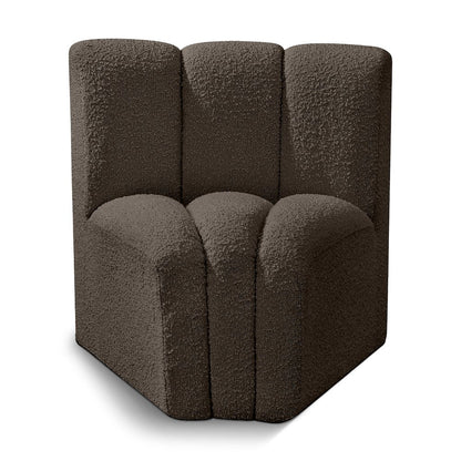 Arc Brown Boucle Fabric Curved Corner