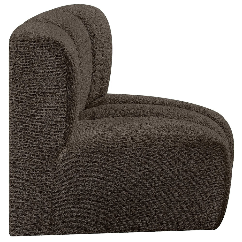 Arc Brown Boucle Fabric Curved Corner