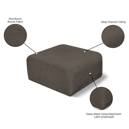 Arc Brown Boucle Fabric Ottoman