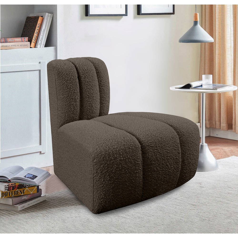 Arc Brown Boucle Fabric Reverse Corner