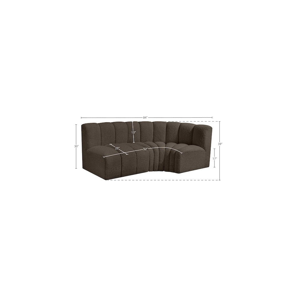 Arc Brown Boucle Fabric Modular Sofa