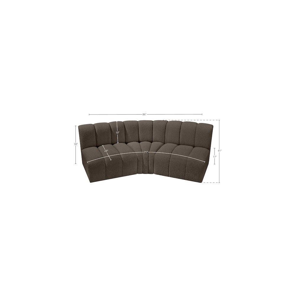 Arc Brown Boucle Fabric Modular Sofa