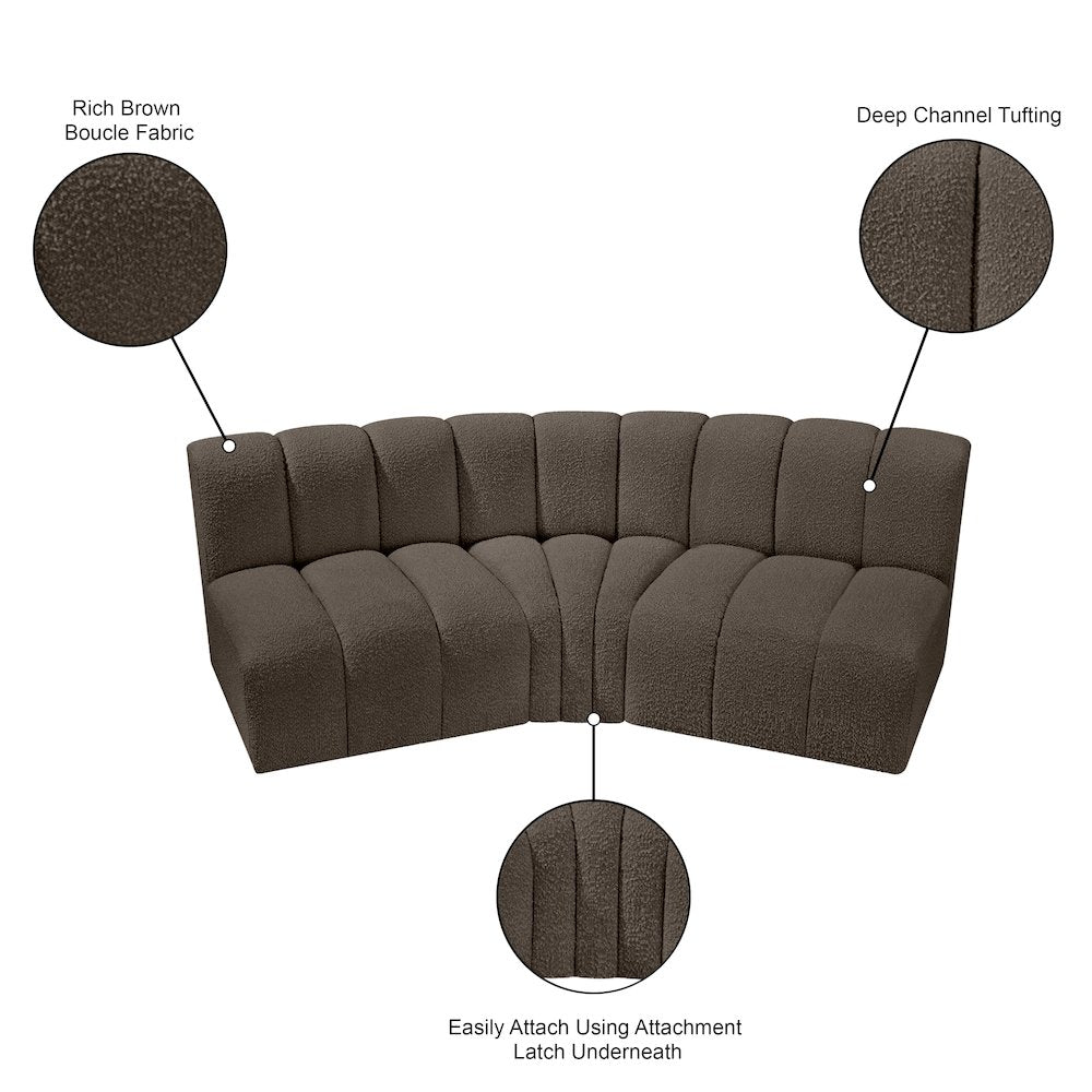 Arc Brown Boucle Fabric Modular Sofa
