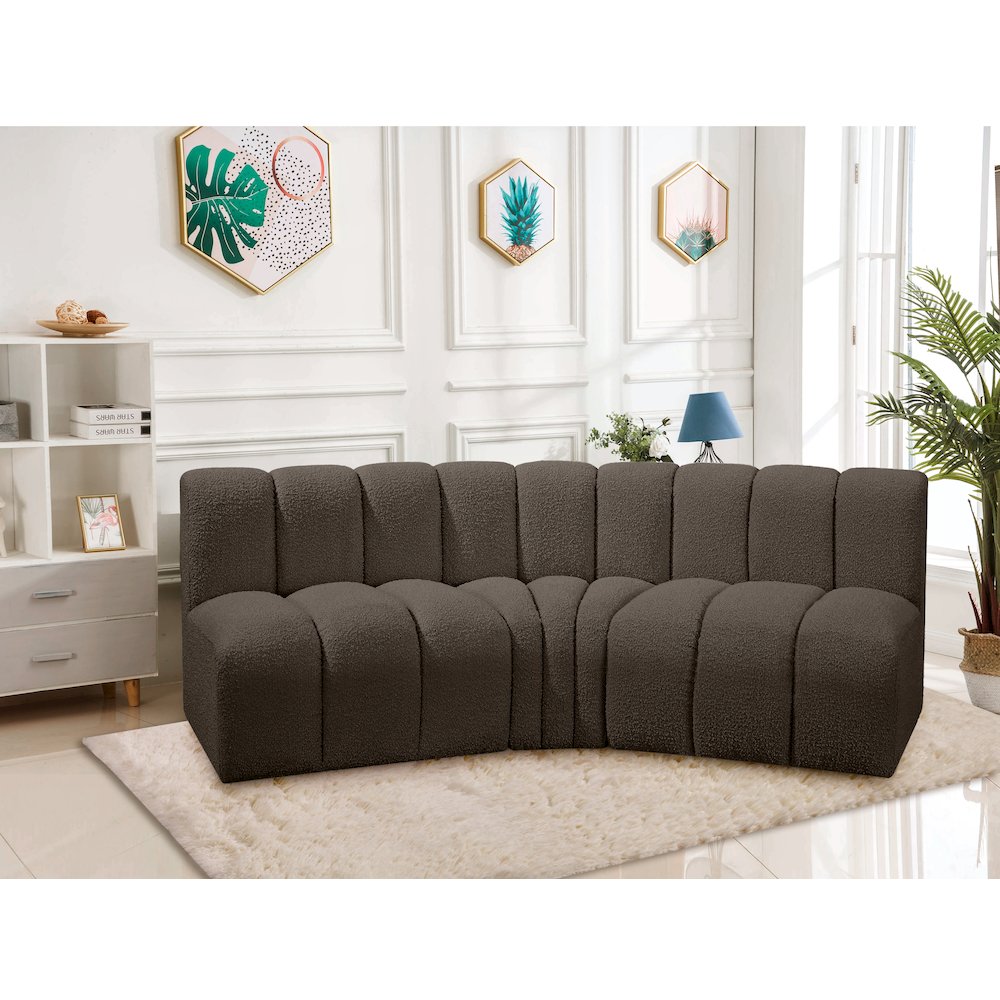 Arc Brown Boucle Fabric Modular Sofa