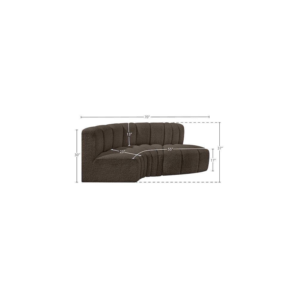 Arc Brown Boucle Fabric Modular Sofa
