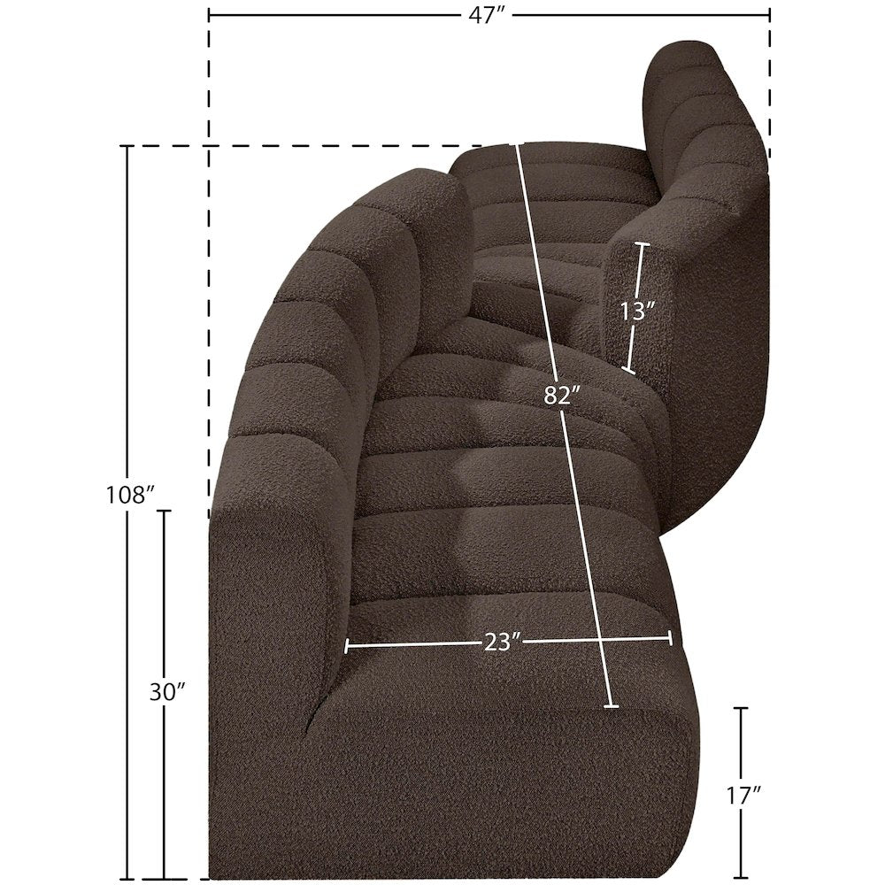 Arc Brown Boucle Fabric Modular Sofa
