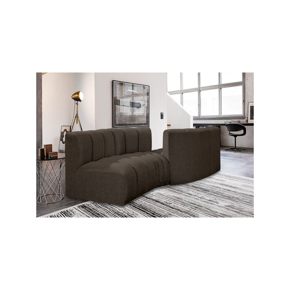 Arc Brown Boucle Fabric Modular Sofa