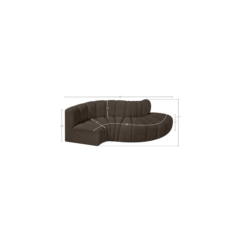 Arc Brown Boucle Fabric Modular Sofa