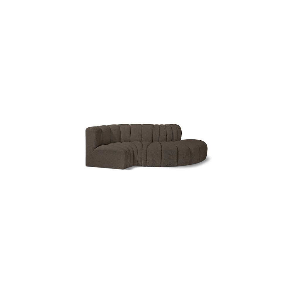 Arc Brown Boucle Fabric Modular Sofa