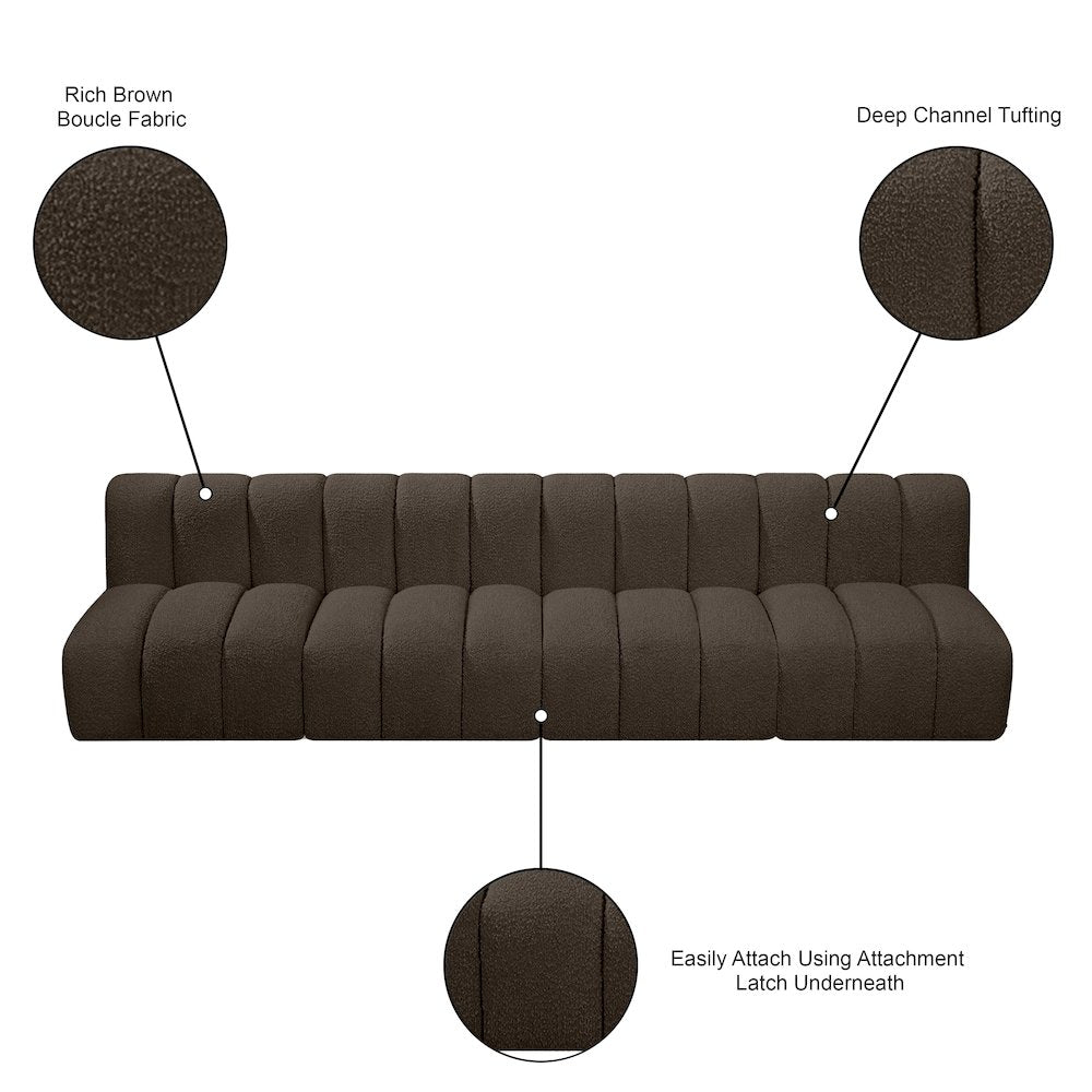 Arc Brown Boucle Fabric Modular Sofa
