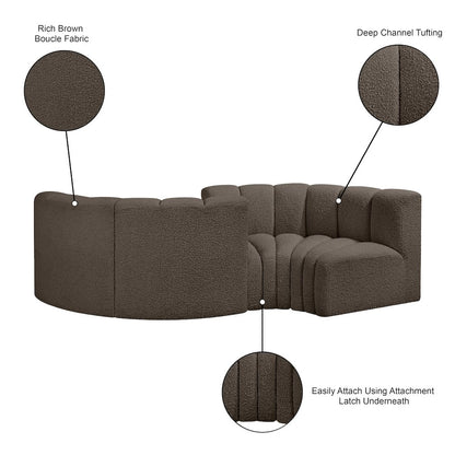 Arc Brown Boucle Fabric Modular Sofa