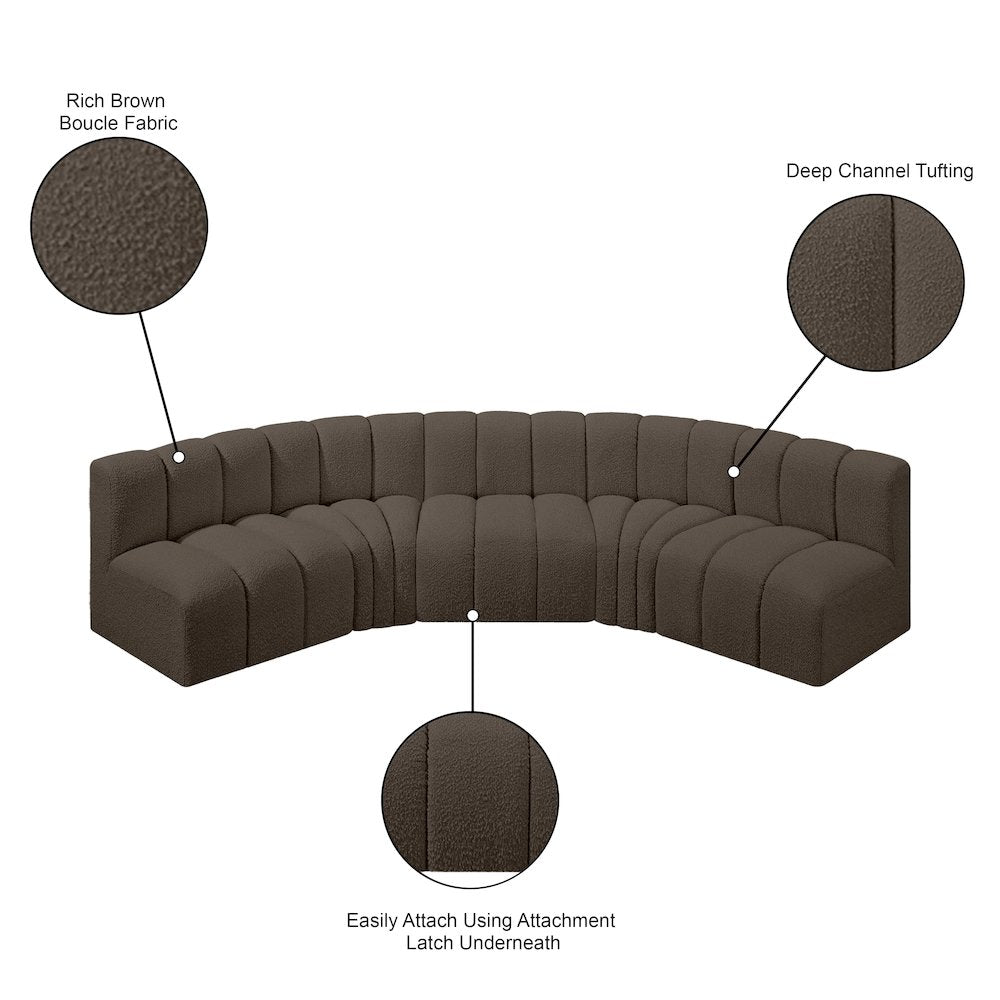 Arc Brown Boucle Fabric Modular Sofa