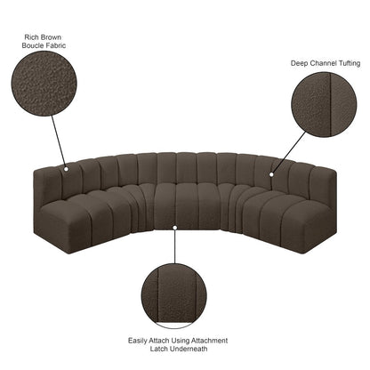 Arc Brown Boucle Fabric Modular Sofa