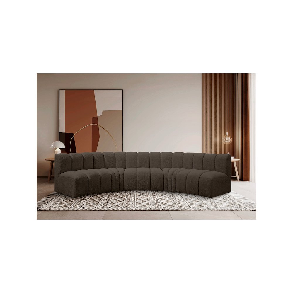 Arc Brown Boucle Fabric Modular Sofa