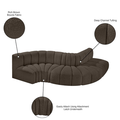 Arc Brown Boucle Fabric Modular Sofa