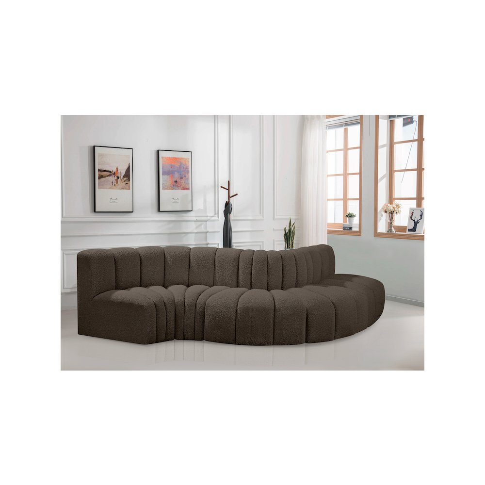 Arc Brown Boucle Fabric Modular Sofa