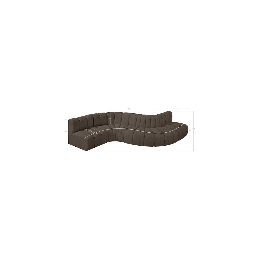 Arc Brown Boucle Fabric Modular Sofa