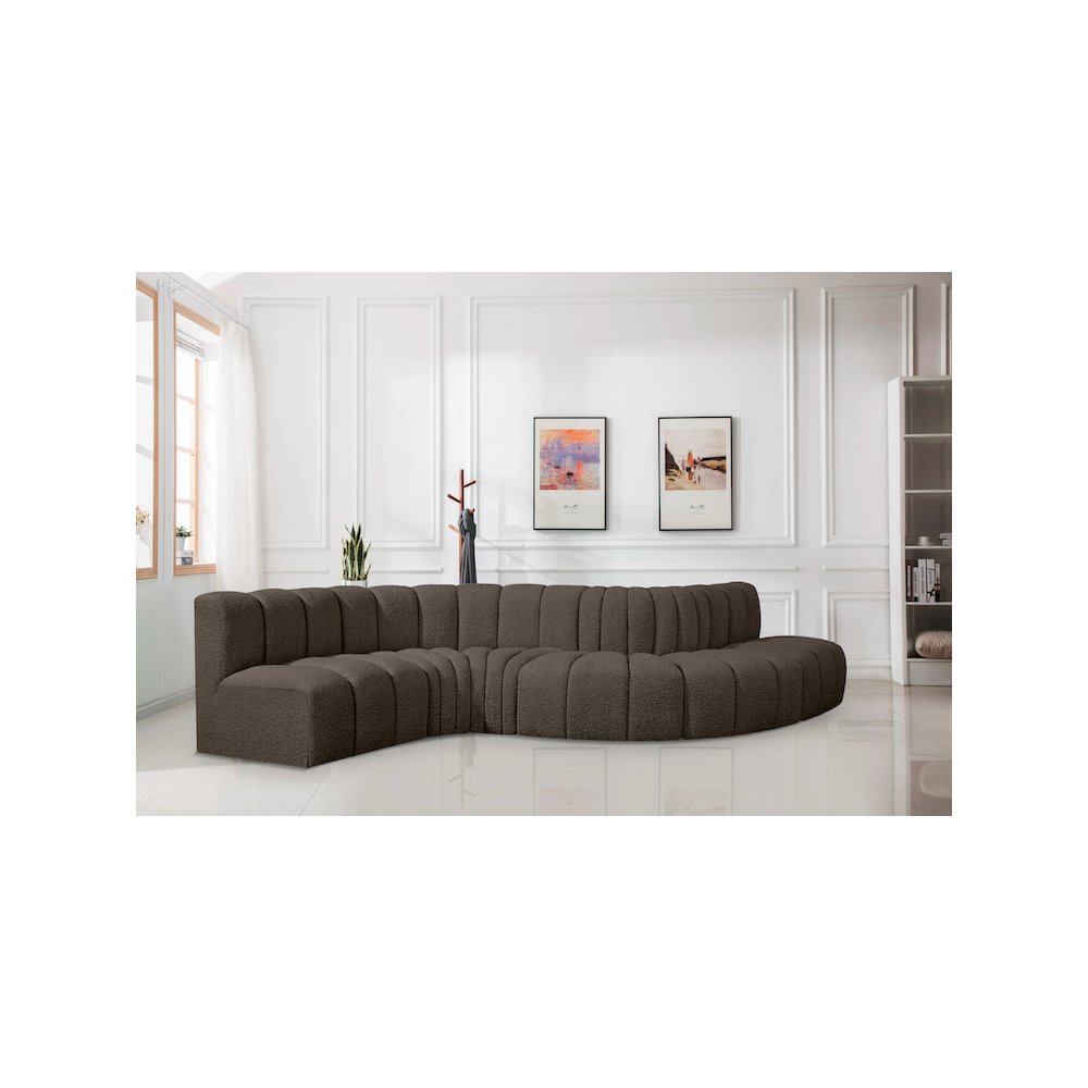 Arc Brown Boucle Fabric Modular Sofa