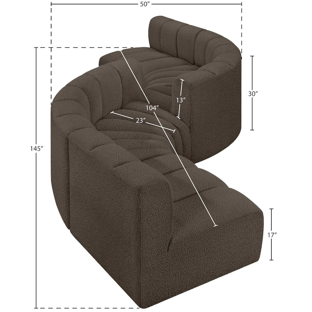 Arc Brown Boucle Fabric Modular Sofa