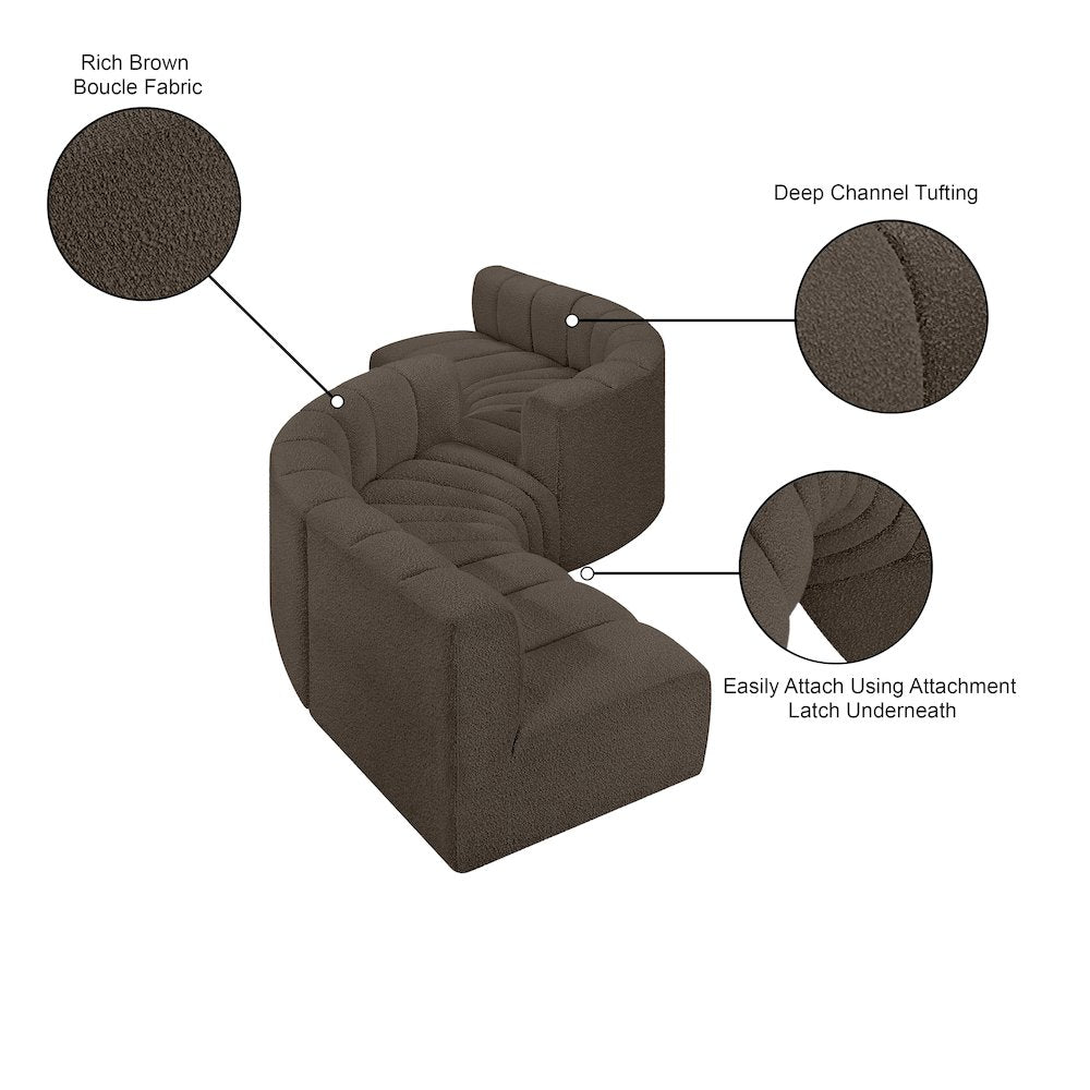 Arc Brown Boucle Fabric Modular Sofa