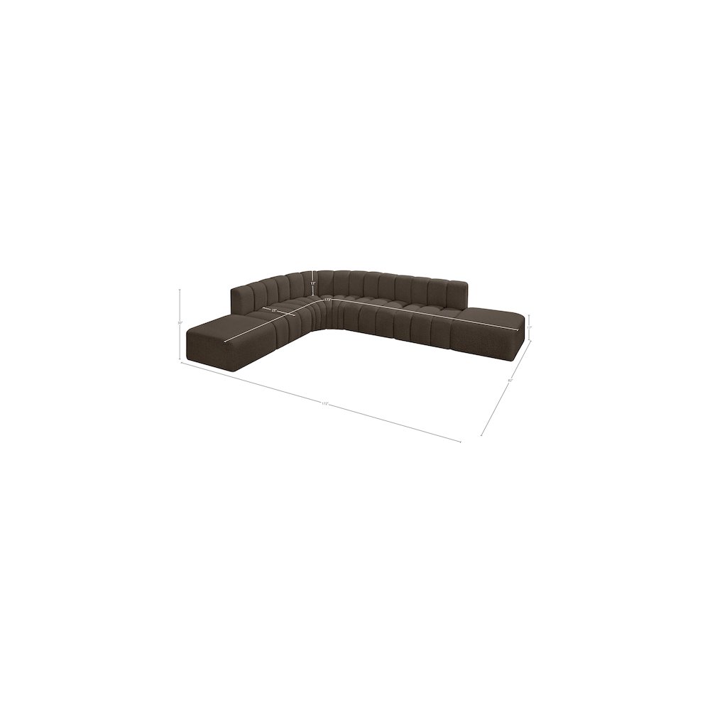 Arc Brown Boucle Fabric Modular Sofa