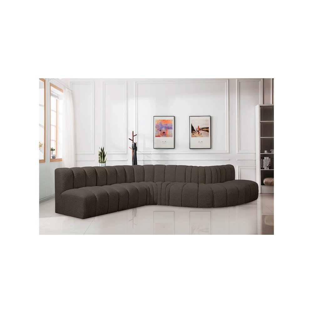 Arc Brown Boucle Fabric Modular Sofa
