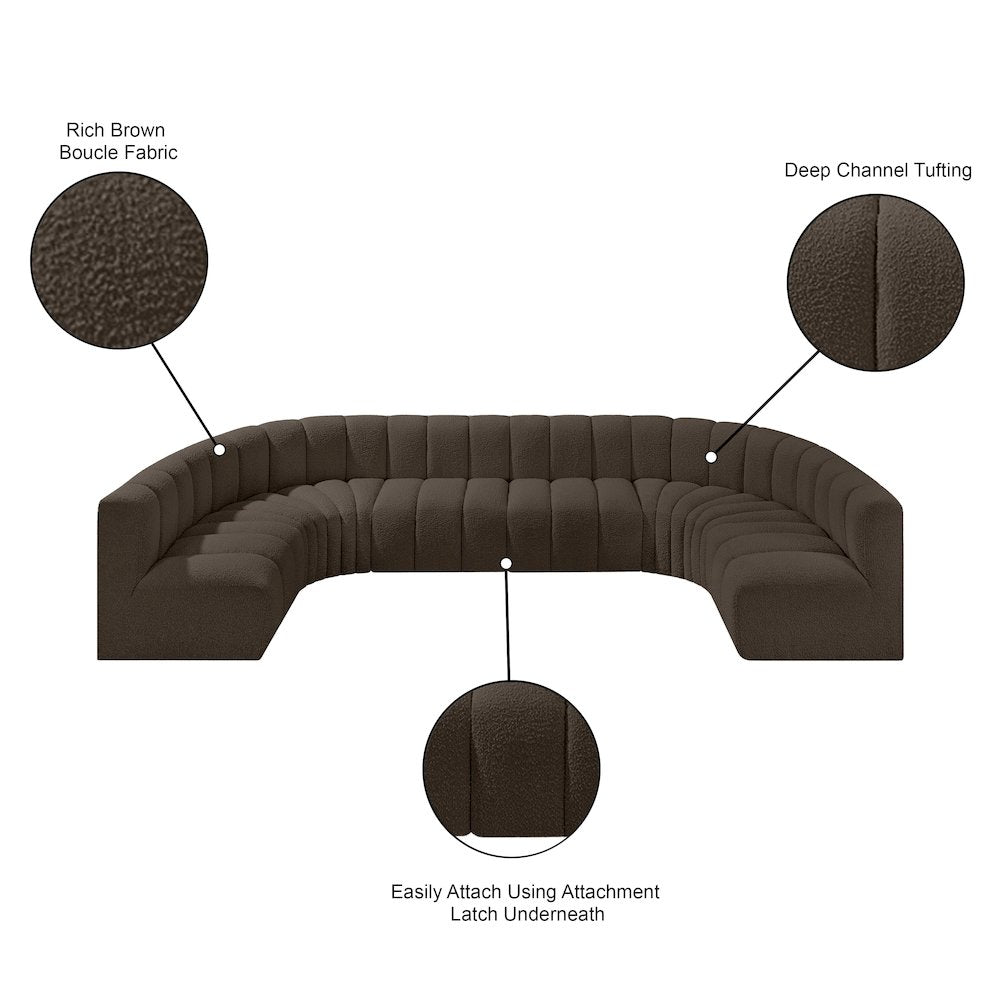 Arc Brown Boucle Fabric Modular Sofa