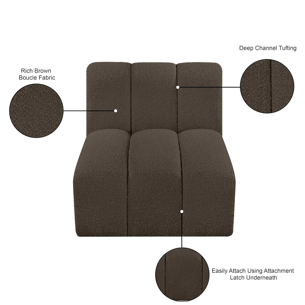 Arc Brown Boucle Fabric Straight Chair