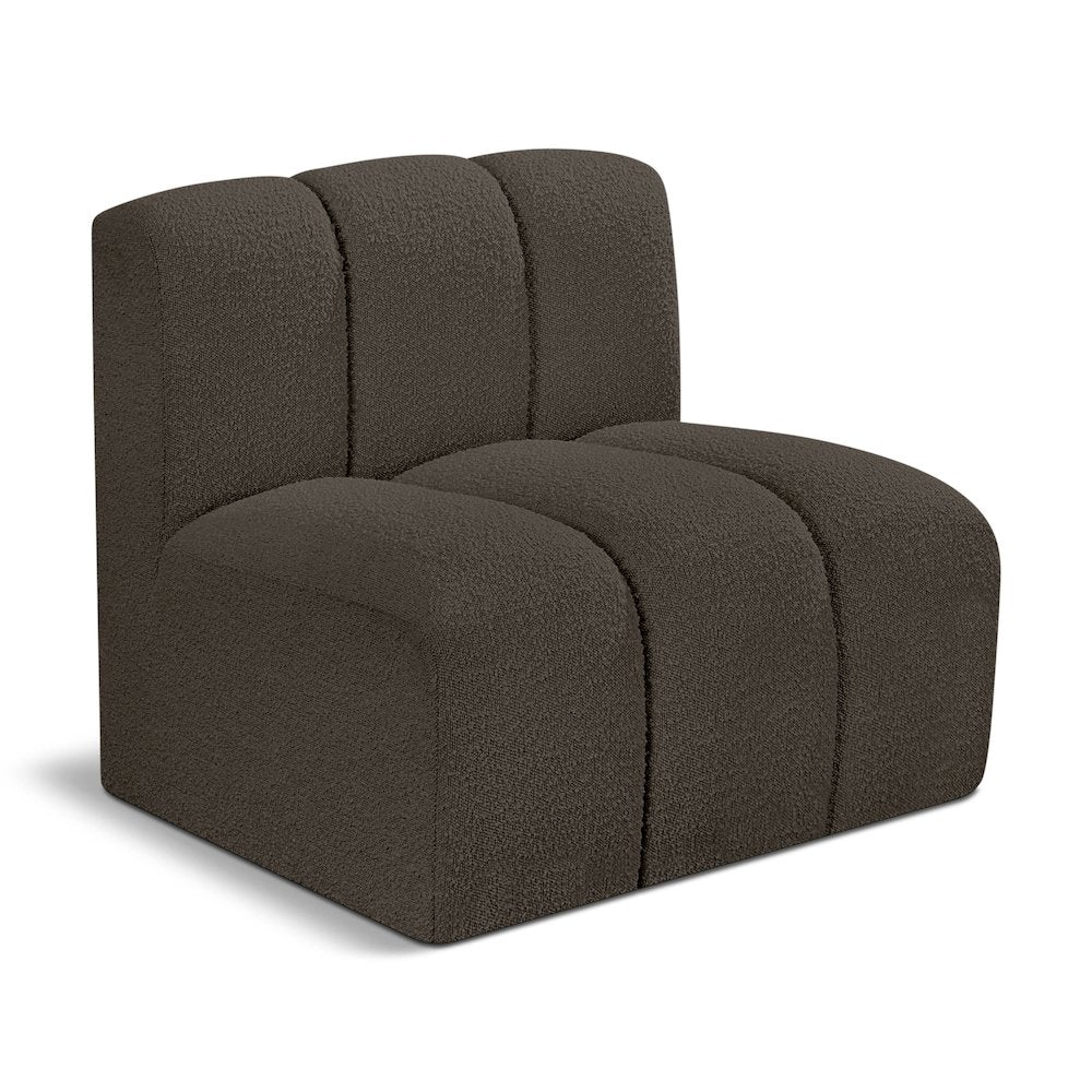 Arc Brown Boucle Fabric Straight Chair