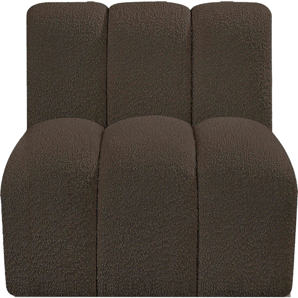 Arc Brown Boucle Fabric Straight Chair