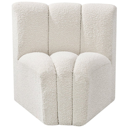 Arc Cream Boucle Fabric Curved Corner