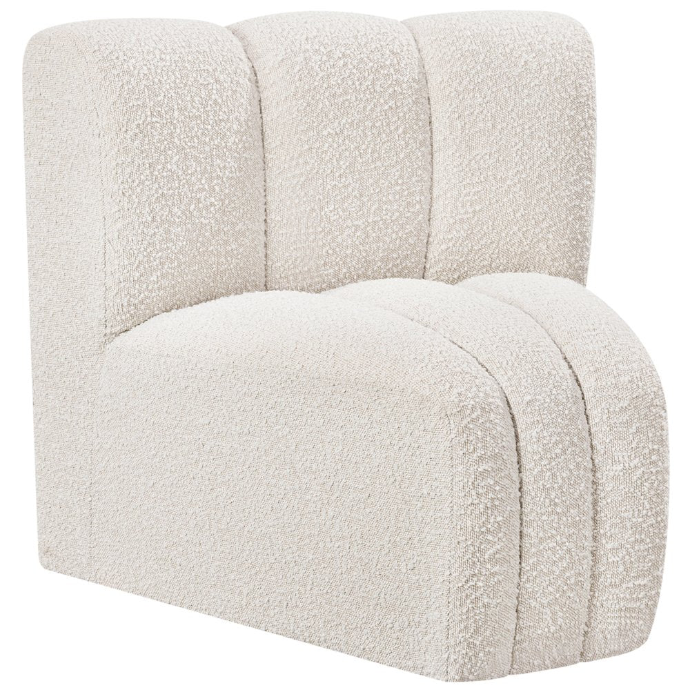 Arc Cream Boucle Fabric Curved Corner