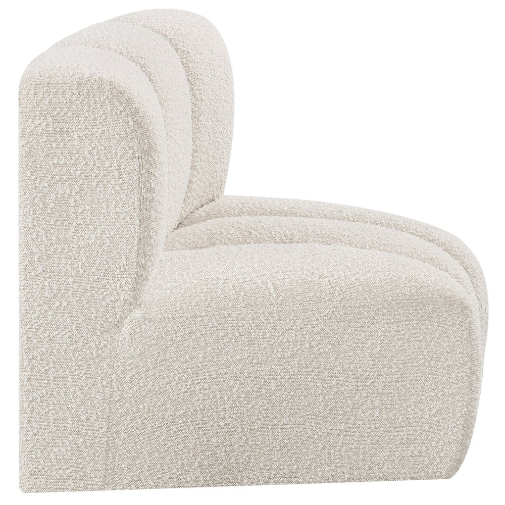 Arc Cream Boucle Fabric Curved Corner