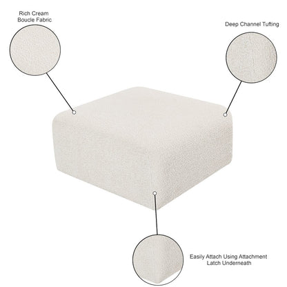 Arc Cream Boucle Fabric Ottoman