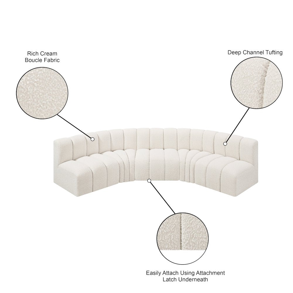 Arc Cream Boucle Fabric Modular Sofa