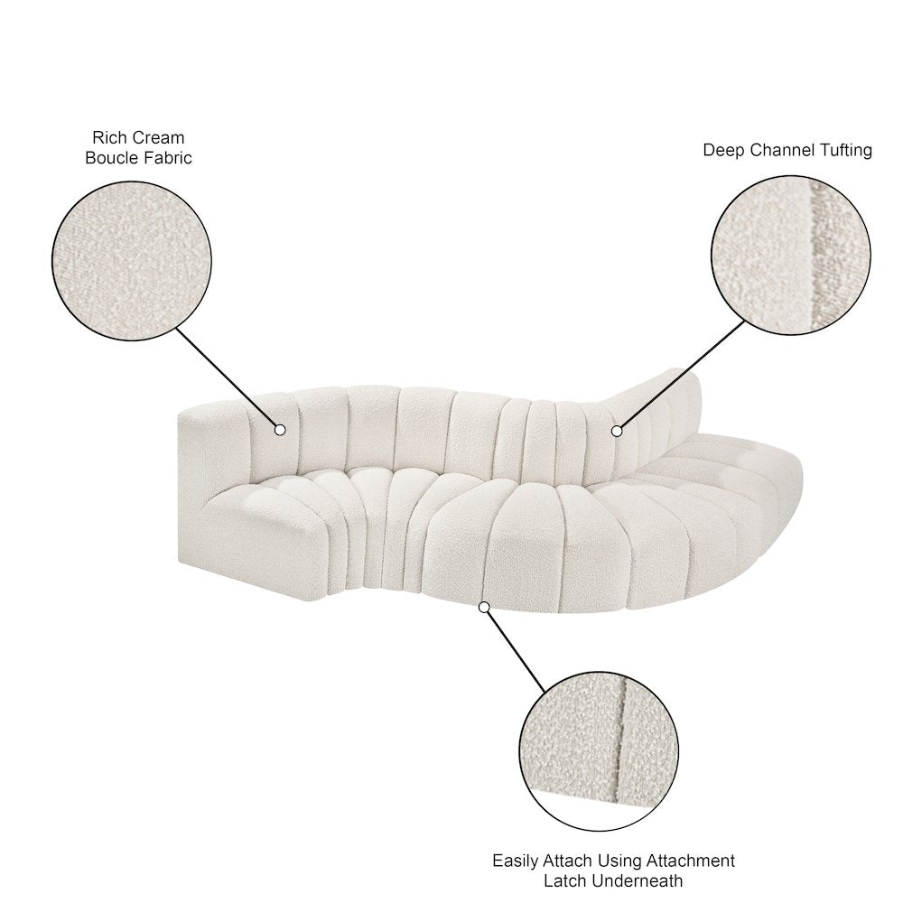 Arc Cream Boucle Fabric Modular Sofa