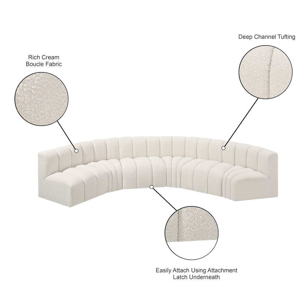 Arc Cream Boucle Fabric Modular Sofa