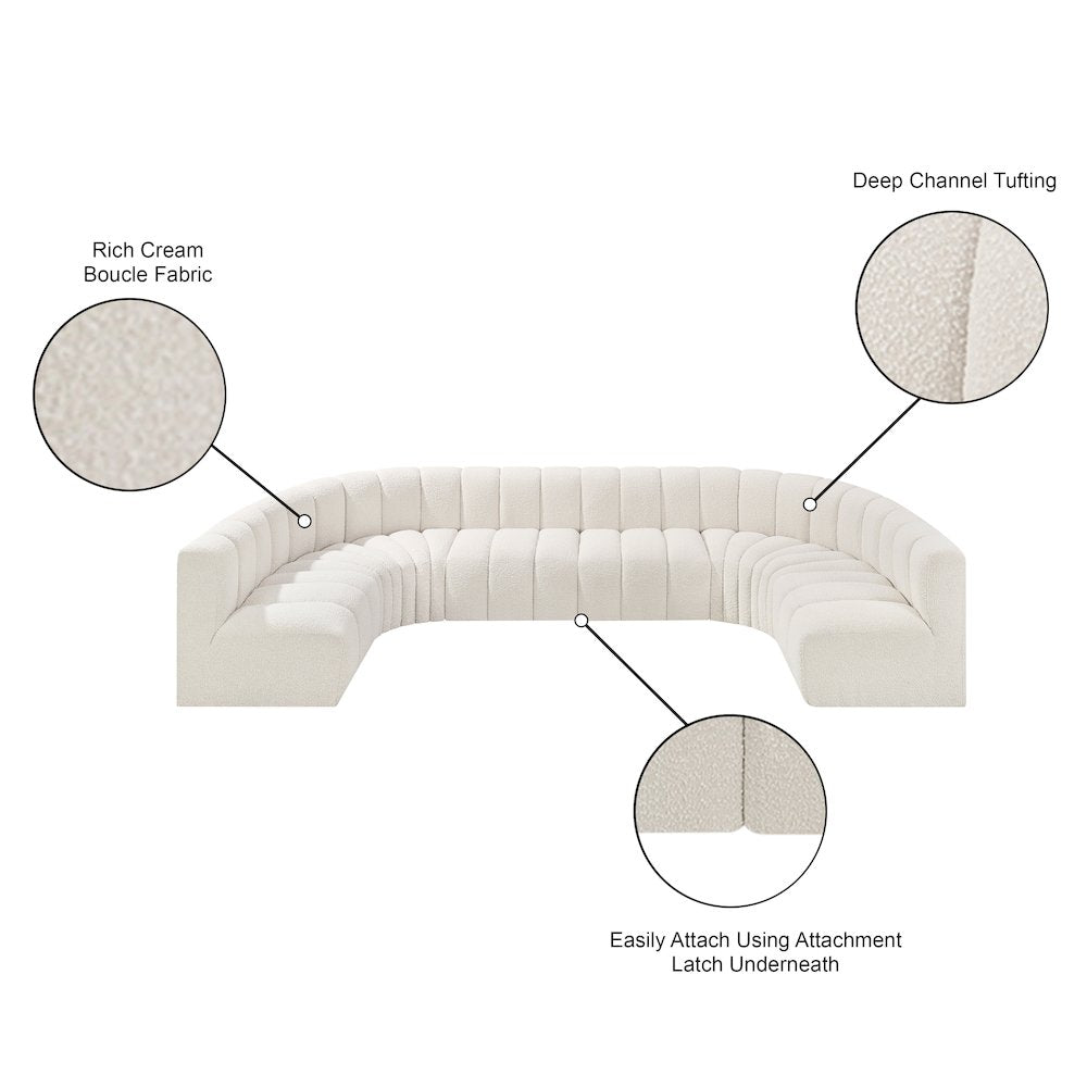 Arc Cream Boucle Fabric Modular Sofa