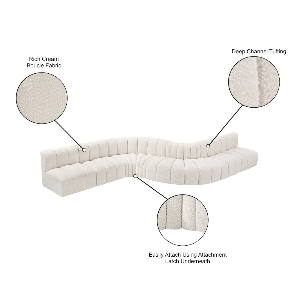 Arc Cream Boucle Fabric Modular Sofa