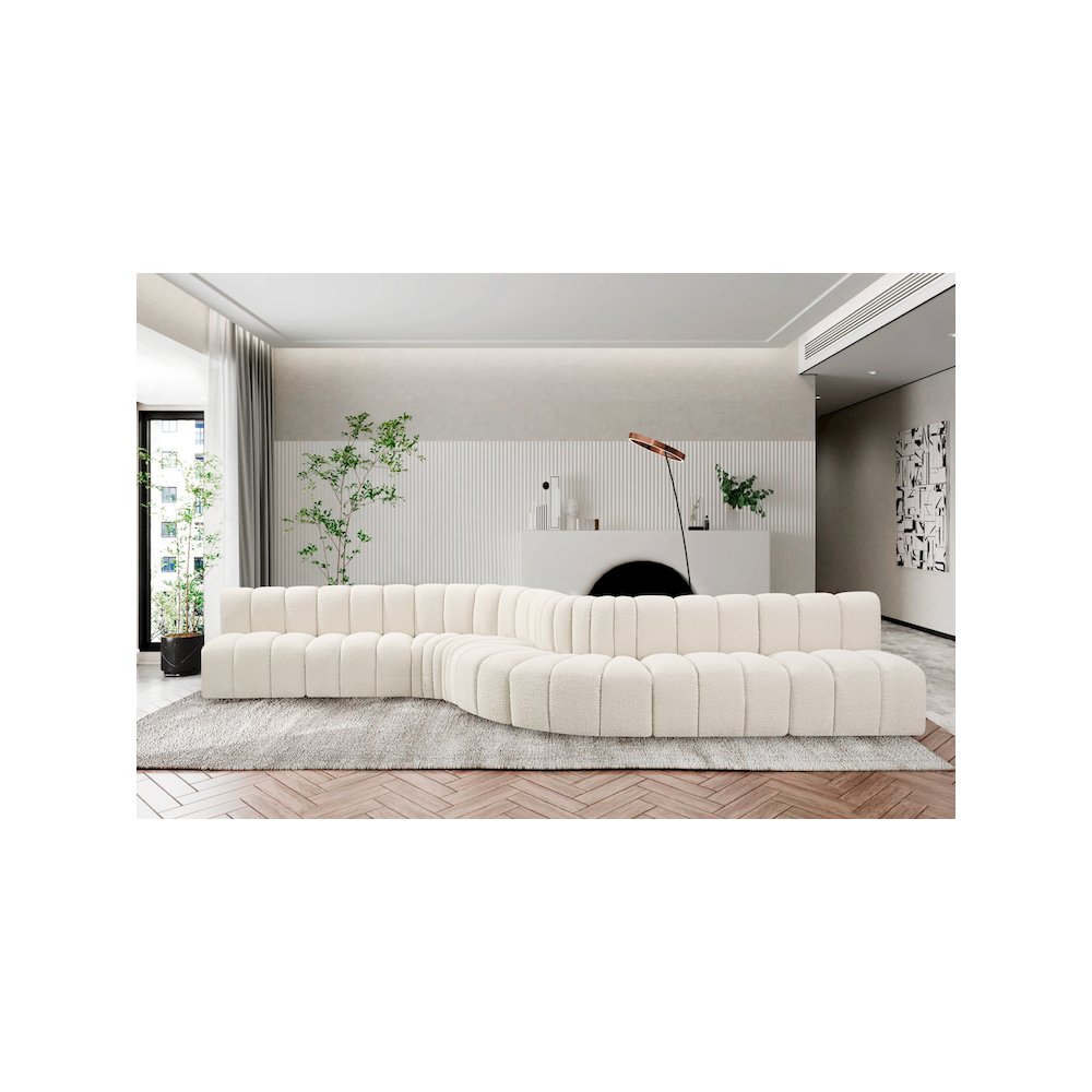Arc Cream Boucle Fabric Modular Sofa