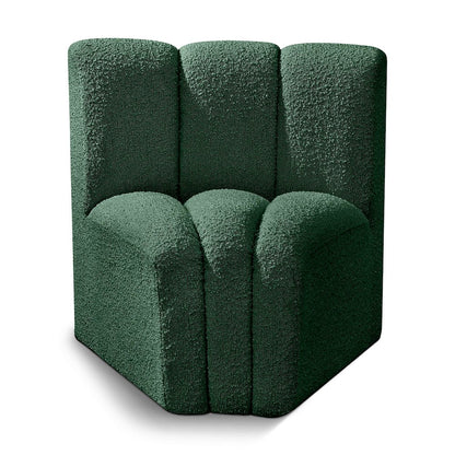 Arc Green Boucle Fabric Curved Corner