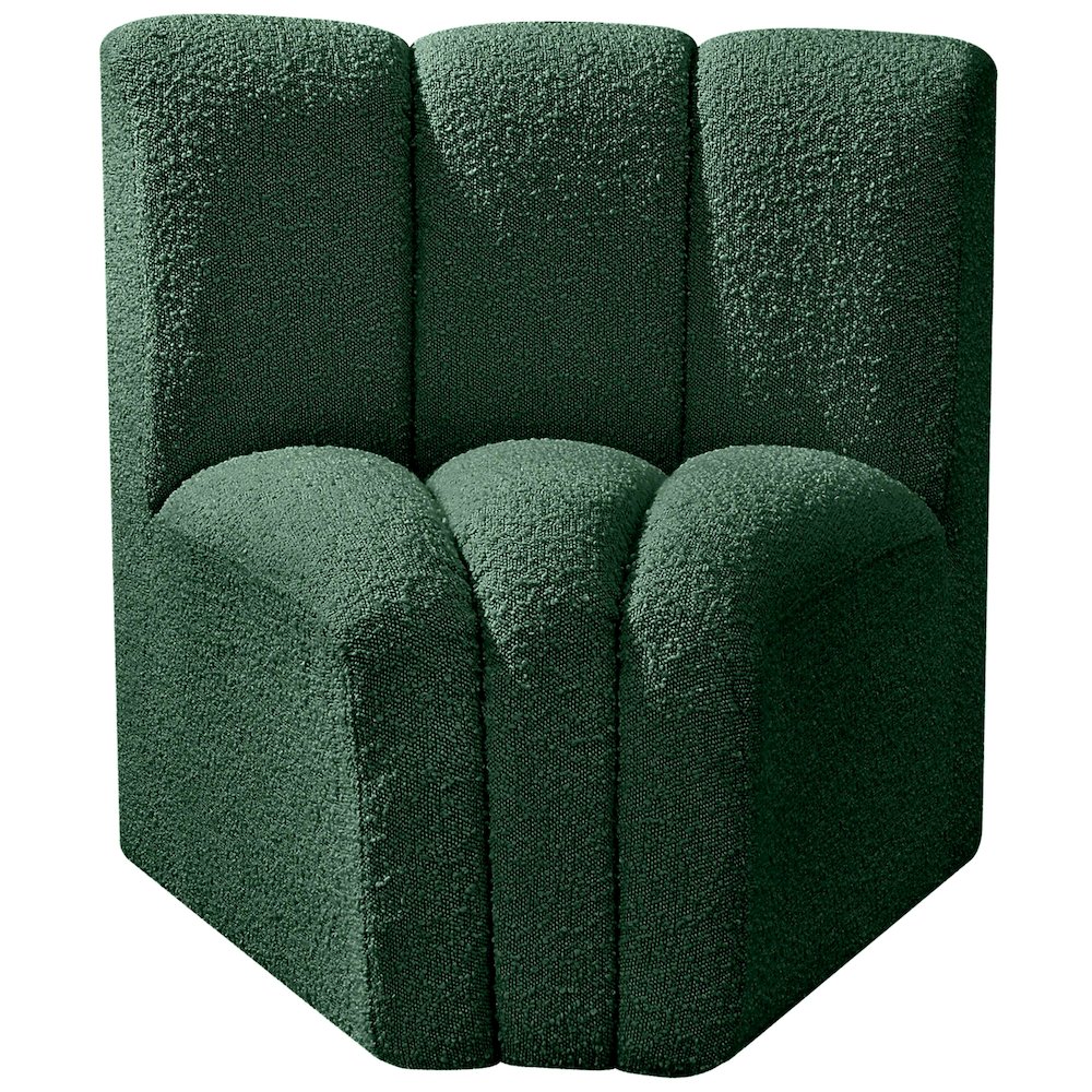 Arc Green Boucle Fabric Curved Corner