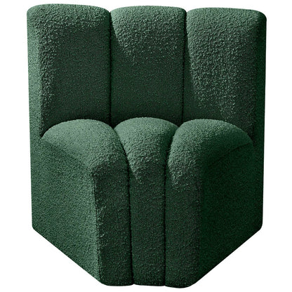 Arc Green Boucle Fabric Curved Corner