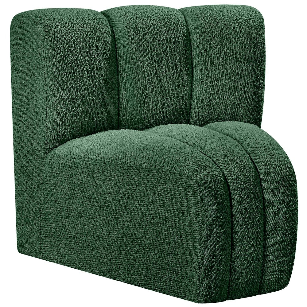 Arc Green Boucle Fabric Curved Corner