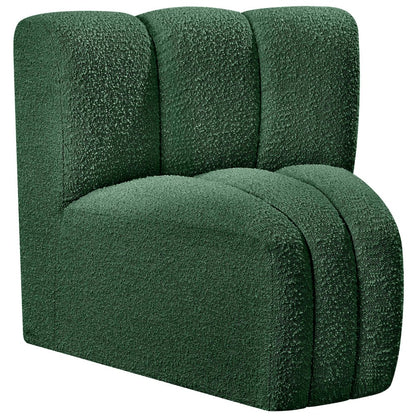 Arc Green Boucle Fabric Curved Corner