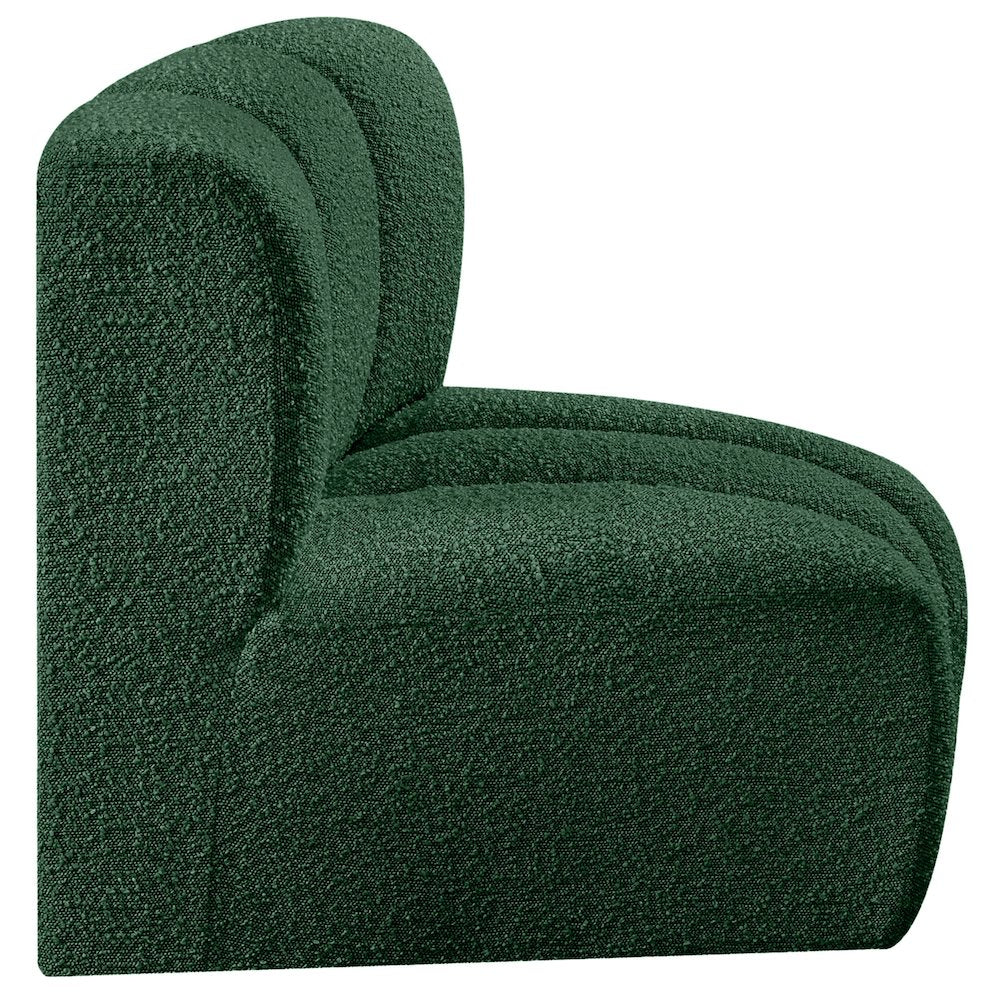 Arc Green Boucle Fabric Curved Corner