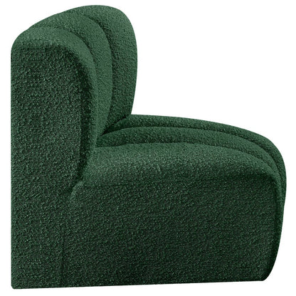 Arc Green Boucle Fabric Curved Corner