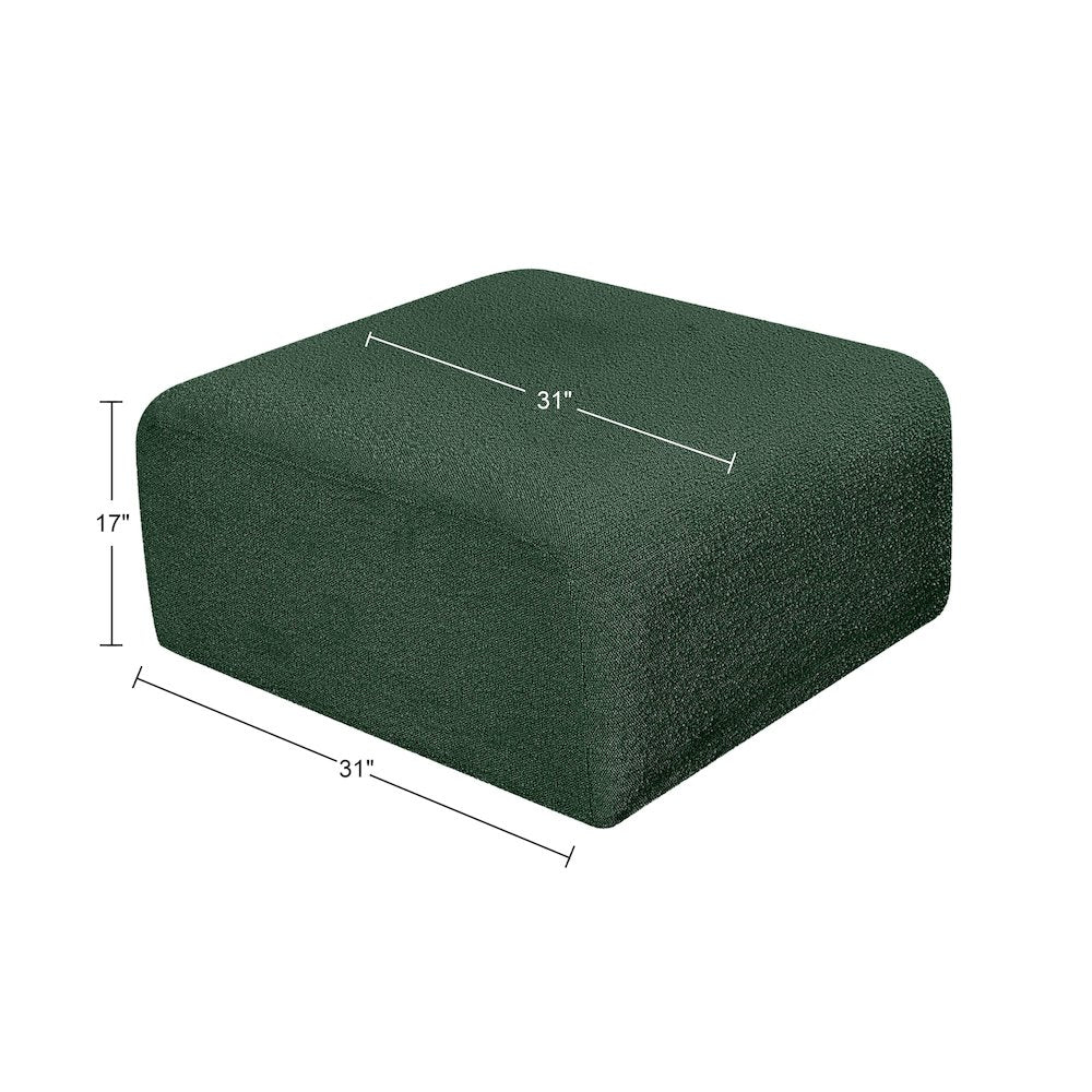 Arc Green Boucle Fabric Ottoman