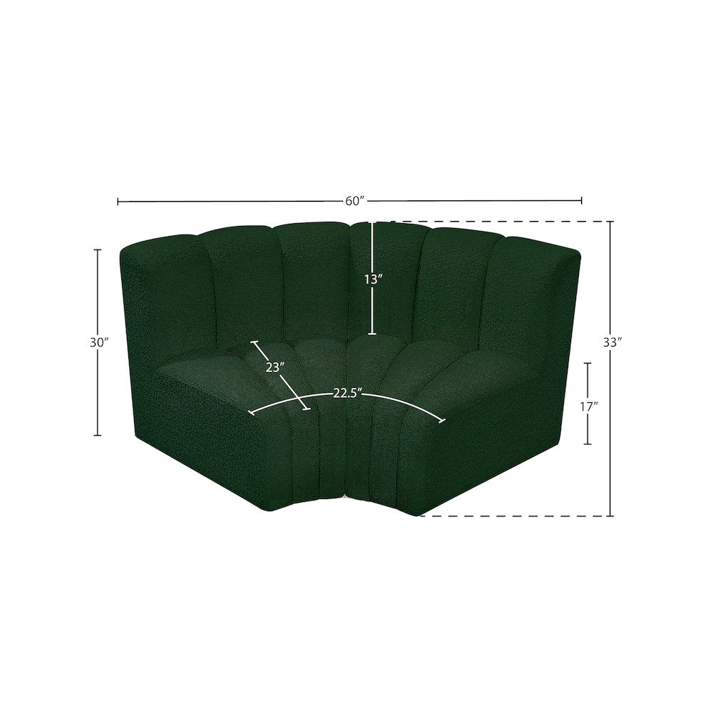 Arc Green Boucle Fabric Modular Sofa