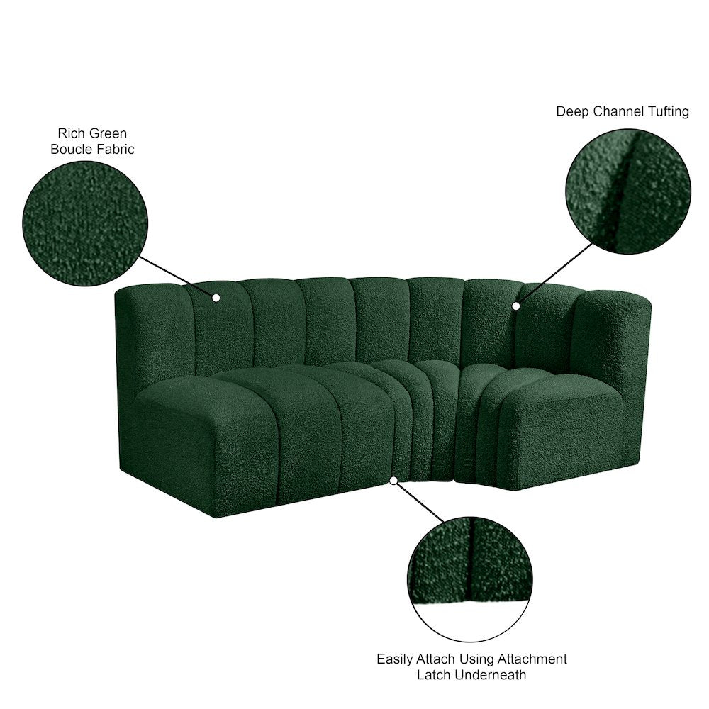 Arc Green Boucle Fabric Modular Sofa